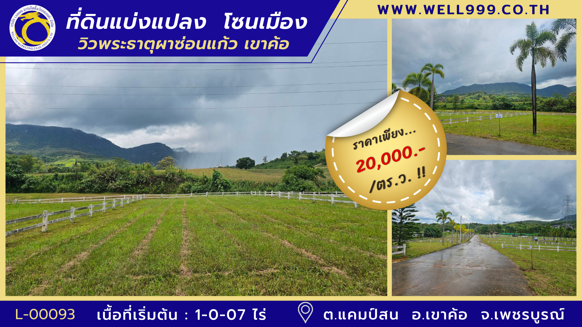 ที่ดินแบ่งแปลงโซนเมือง   วิวพระธาตุผาซ่อนแก้ว 